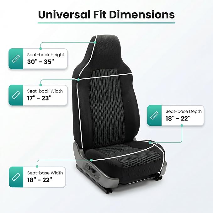 FH Group Car Seat Covers High Back Classic Cloth Front Pair Set with Gift, Easy to Install - Universal Fit for Cars, Trucks & SUVs (Black) FB102102