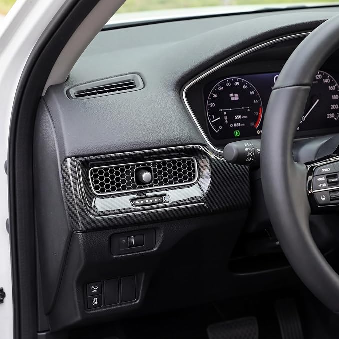 Carbon Fiber Center Console Dashboard Panel Cover AC Air Vent Cover Compatible with 2022-2026 11th Gen Honda Civic