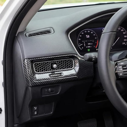 Carbon Fiber Center Console Dashboard Panel Cover AC Air Vent Cover Compatible with 2022-2026 11th Gen Honda Civic