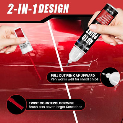 Touch Up Paint for Cars (Red Multi-Coat PPMR), Compatible with Tesla Model Y/3/X/S, 0.4 fl oz Color Accurate 2-in-1 Car Paint Scratch Repair Pen, Easy to Use, Fast-Drying, Long-Lasting