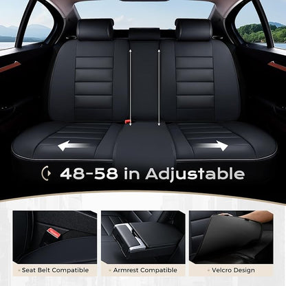 Coverado Car Seat Covers Full Set, Seat Covers for Cars, Front Seat Covers and Back Seat Cover Waterproof Leather Automotive Seat Cover, Universal Car Interior Protectors Cushion for Most Cars