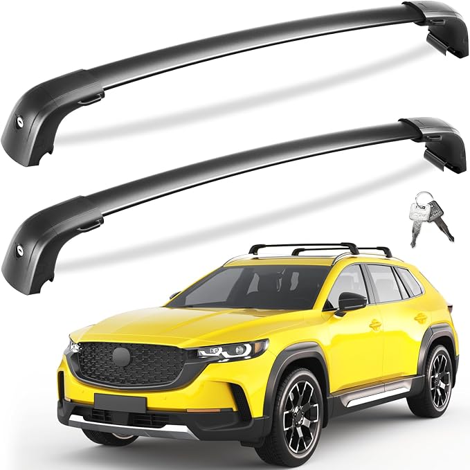 Tuyoung 300lbs Roof Racks Cross Bars Fit for Mazda CX50 CX-50 Hybrid 2023 2024 2025 2026 with Flush Side Rails, Lockable Heavy Duty Aluminum Crossbar Roof Rail Cargo Carrier Rooftop Black Accessories