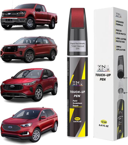 XNA Rapid Red Metallic Tinted Clearcoat(D4) for Ford Touch Up Paint, Car Scratch Remover for Nicks and Chips Repair, 2-In-1 Quick & Easy Fix Car Scratch Repair Kit with Exact Color-Matched