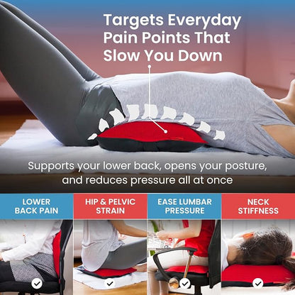 AJUVIA Back Vitalizer Lumbar Support Pillow | 4000+ Doctor Trusted Ergonomic Pillow Support for Office Chair, Home & Car | 3 Second Pain Relief, Better Posture, Sciatica & Lower Back Relief