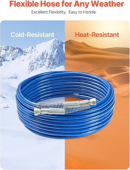 VEVOR 50ft Airless Paint Sprayer Hose, 1/4 in Universal Airless Paint Spray Hose, 4350 PSI High Pressure Flexible Airless Sprayer Hose, Multi-Layer Reinforced Steel Wire Braid Hose for Paint Sprayer