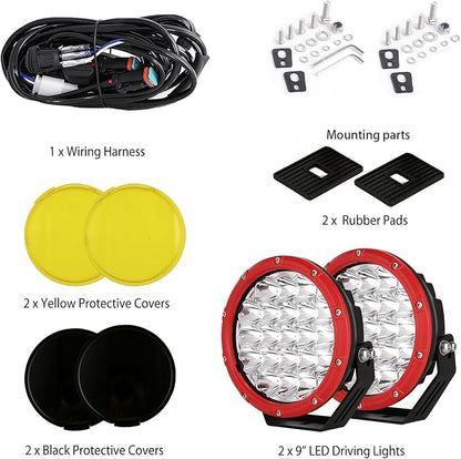 BIGLION.X 7Inch LED Round Offroad Lights Red 2pcs 210W 32000LM Spot Beam Driving Work Fog LED Off Road Lights ATV UTE SUV 4x4 Universal Fit