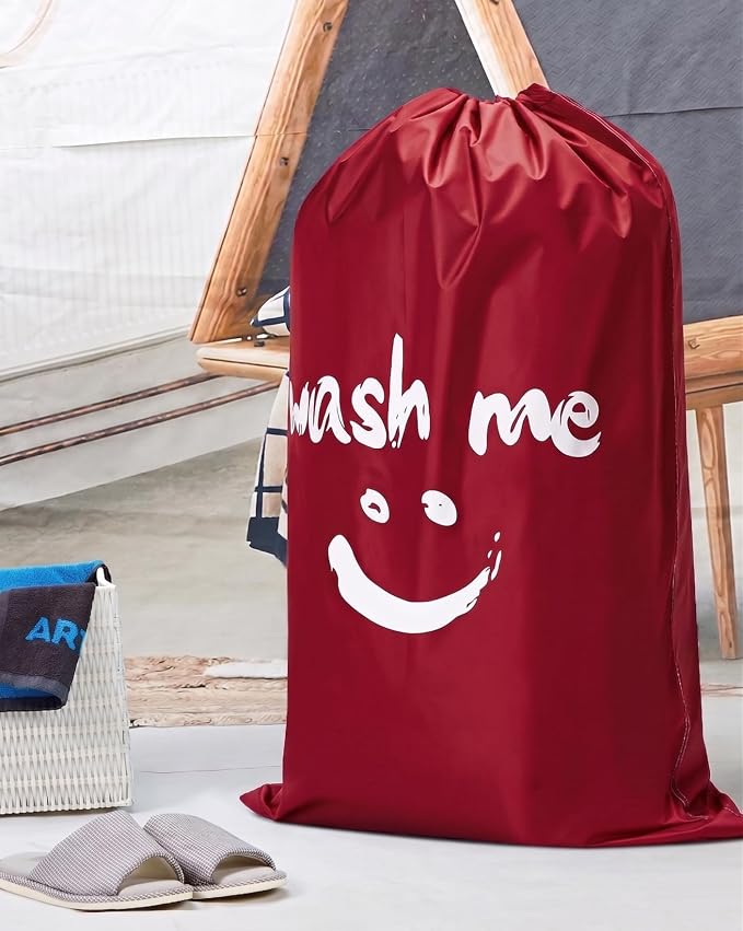 HOMEST 2 Pack XL Wash Me Travel Laundry Bag, Dirty Clothes Organizer, Large Enough to Hold 4 Loads of Laundry, Easy Fit a Laundry Hamper or Basket