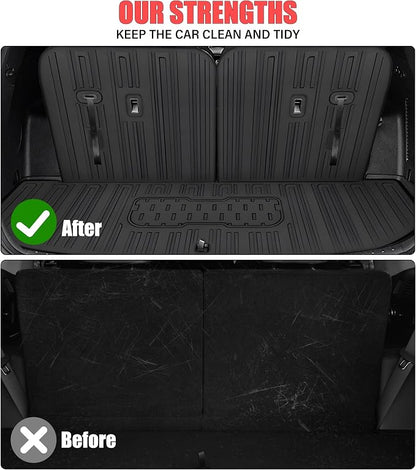 Floor Mats for 2021-2026 Kia Sorento 6&7 Seats Hybrid Trunk Mat with Backrest Mat All Weather TPE Rubber Cargo Liner Back Seat Cover 3rd Row for 2026 Kia Sorento Accessories