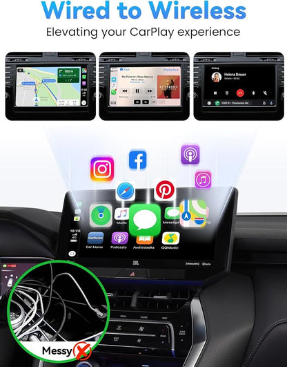 GATGOODS S2 Wireless CarPlay Adapter for iPhone, Convert Wired to Wireless, Mini USB/Type-C Design for Cars with Built-in Wired CarPlay, Plug and Play, Stable Connection, No Latency for iOS 10+
