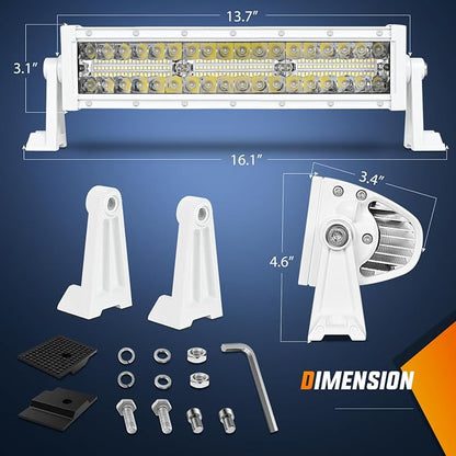Nilight Marine LED Light Bar Navigation Lights 13.5 Inch White Spot Flood Combo Ponton Boat Deck Dock Lighting for Night Fishing T-top Stern Yacht Port Sailboat Trucks Tractors