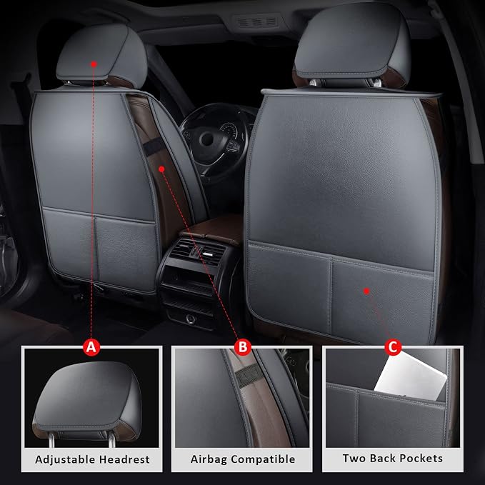 MIROZO Ram Front Seat Covers Grey, Seat Cover for Trucks Car Seat Protector Compatible with 2009-2026 RAM 1500/2500/3500 Crew Quad Cab Pickup Cushions (2 PCS Front,Gray)