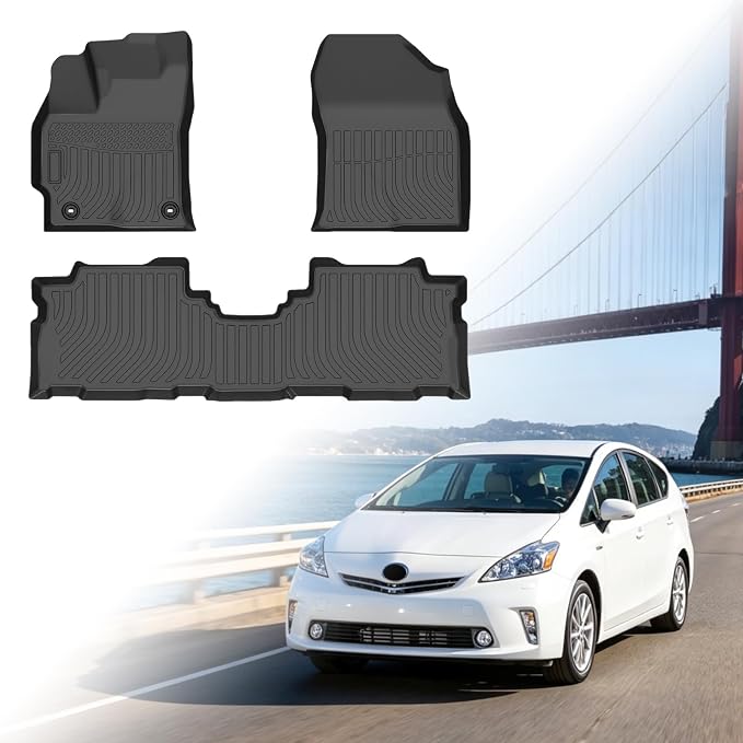 Floor Mats for Toyota Prius V 2012 2013 2014 2015 2016 2017, Prius V Floor Mats, 1st & 2nd Row TPE Non-Slip Waterproof Summer Winter
