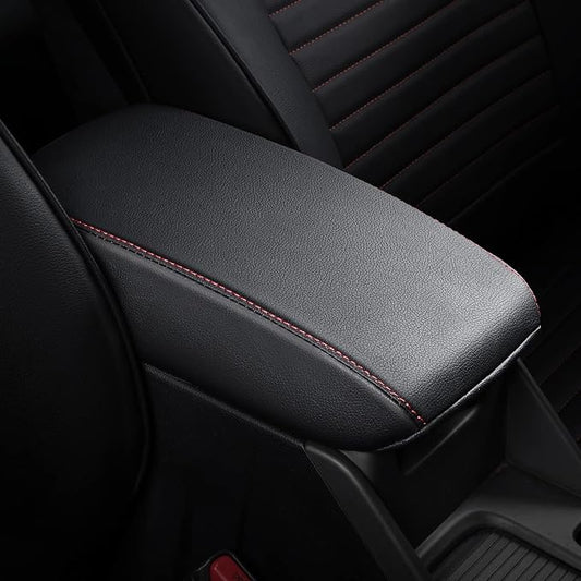 AOMSAZTO Console Covers for 2012 2013 2014 2015 Honda CRV Armrest Covers for Honda CR V Black with Red Stiches