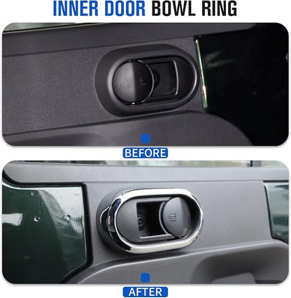 JeCar Chrome Interior Door Handle Bezel Cover Trim Decor Covers for 2007-2010 Jeep Wrangler JK Unlimited 4 Door