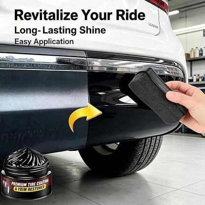 Premium Tire Coating & Trim Restorer, Restores Deep Black Shine with Ceramic Coating, UV Protection for Rubber Plastic Bumpers, Long-Lasting Car Detailing Kit (50ml 1PC)