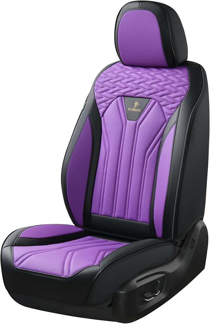 FLORICH Automotive Seat Covers, Seat Covers Full Set, Car Seat Protectors 5 Seats, Purple & Black Automotive Seat Covers Fit for Most Cars Trucks
