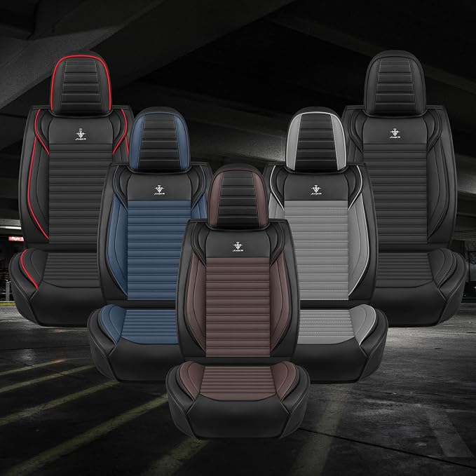 Seat Covers Full Set Fit for Nissan Rogue 2015-2026, Breathable and Comfortable Leather Car Seat Cover, Standard Waterproof Cushion Cover Auto Interior Accessories (Black Brown)