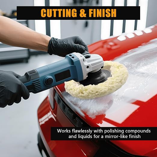 VIBRATITE 8 Inch Wool Buffing Pads, Natural Wool Polishing Pads, Hook and Loop Buffing Pad for Polisher, Cutting and Compounding, Car Polishing