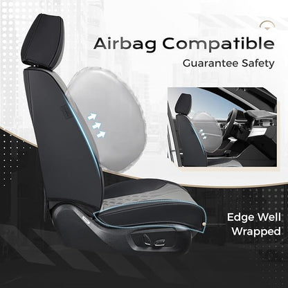 Coverado Car Seat Covers, Car Seat Covers Front Seats, 2-Pack Front Seat Cover, Nappa Leather Waterproof Seat Covers, Car Seat Protectors, Automotive Seat Covers Universal Fit for Most Vehicles
