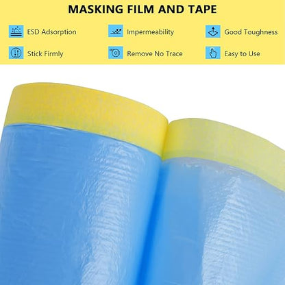 MyLifeUNIT Tape and Drape, 3 Pack Masking Paper with Tape for Automotive Painting