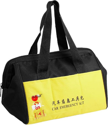 Ruilogod Auto Car Black Yellow Nylon Zipper Closure Emergency Kit Handbag