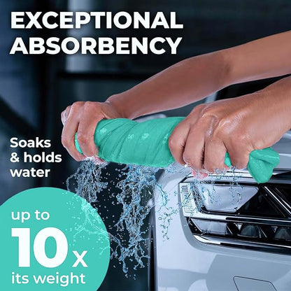 Premium XL Shammy Towel for Car - 34”x25” - Super Absorbent Chamois Cloth - Spots & Scratch-Free - Reusable Car Drying Towel