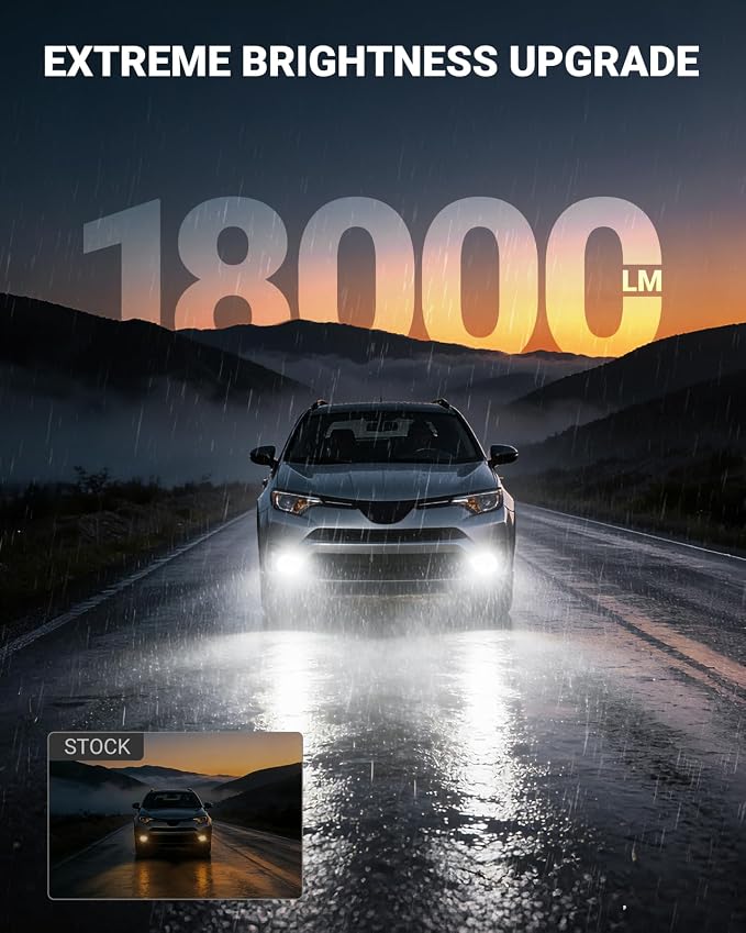 SEALIGHT 9006/HB4 LED Fog Light Bulb, 18000LM Ultra Bright 9006 LED bulb, IP68 Waterproof Injection Sealed,Long Lifespan 80000 Hours, 1:1 Fit for Cars,Trucks,and SUVs,Pack of 2