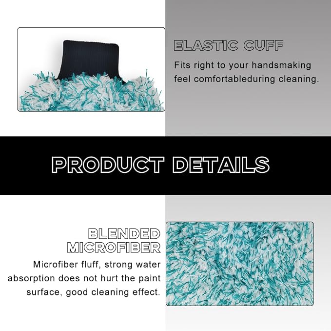 Yourkar 2 PCS Car Wash Mitt, 8"×10" Soft & Scratch-Free Premium Plush Microfiber Washing Glove, Machine Washable Lint Free Absorbent Detailing Wash Mitt, Universal Car Accessories (Green)