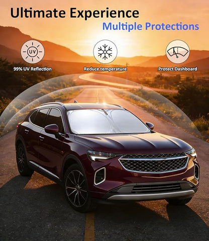 Windshield Sun Shade for Buick Envision 2021-2026, Car Front Window Shade & Heat Shield Accessories | 240T Sunshade Sun Visor Protector Blocks UV Rays & Keeps Car Cooler