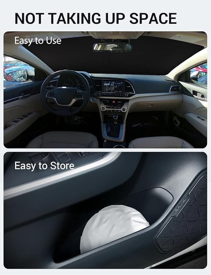 Proadsy 2026 Upgrade Windshield Sun Shade for 2017-2020 Elantra Front Window Sunshade Protector Foldable Sun Visor Blocks UV Rays Keep Car Cooler