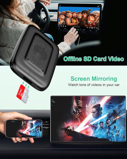 5-in-1 Wireless Android Auto & Carplay Adapter, Wireless CarPlay Adapter Support Netflix/YouTube/TF, USB-A/USB-C Cables, Convert Wired to Wireles Apple Dongle, Magic Video Box Car Play for iPhone