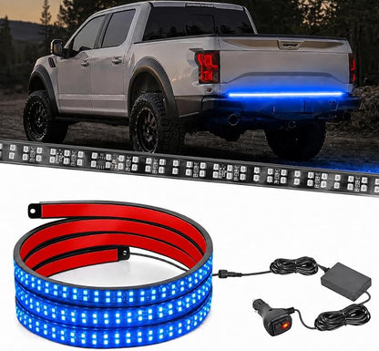 Nilight 48 Inch Truck Tailgate Strobe Light Strip Tail Emergency Bar Rear Window Warning Lamp Ultra-Bright Double Row 288 LED for Pickup Trailers Construction Vehicles Car SUV, Blue