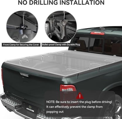AUTOSAVER88 FRP Hard Tri-fold Truck Bed Tonneau Cover Compatible with Nissan Frontier 2005-2026 5 ft Bed (NO México)