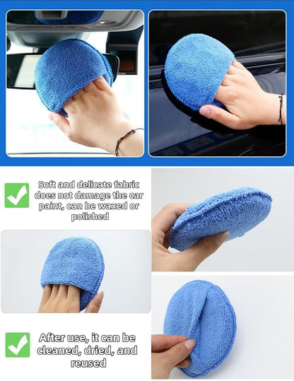 6PCS Microfiber Wax Applicator Pads, 5-inch car Wax pad with Finger Pocket, polishing and Detail polishing Foam pad for car Cleaning and fine polishing