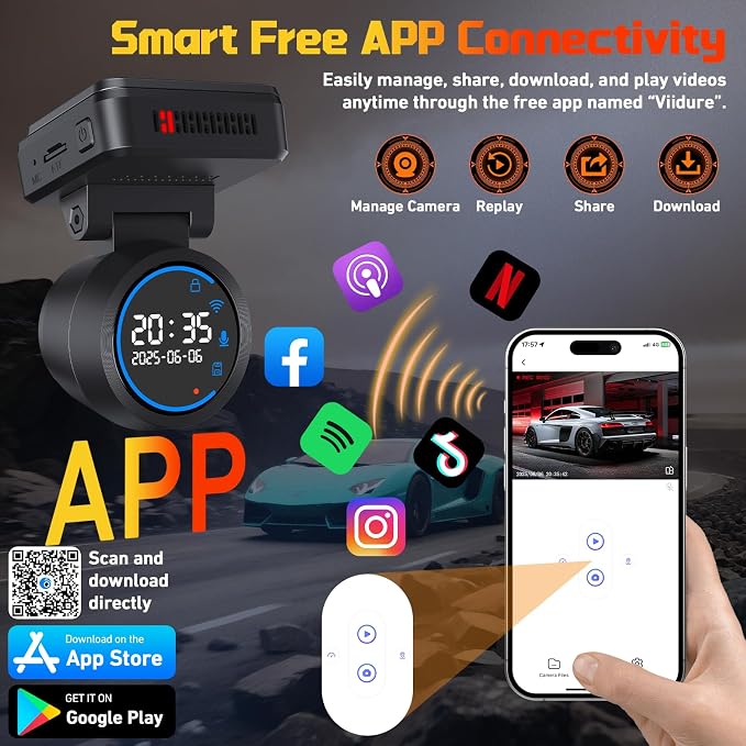 Dash Cam Front for Cars with Built-in WiFi & APP Control, 4K Dash Camera with Free 32GB Card, 1.2" IPS Touch Screen Dash Cam with 170°Wide Angle, G-Sensor, Night Vision, 24H Parking Mode Dashcam