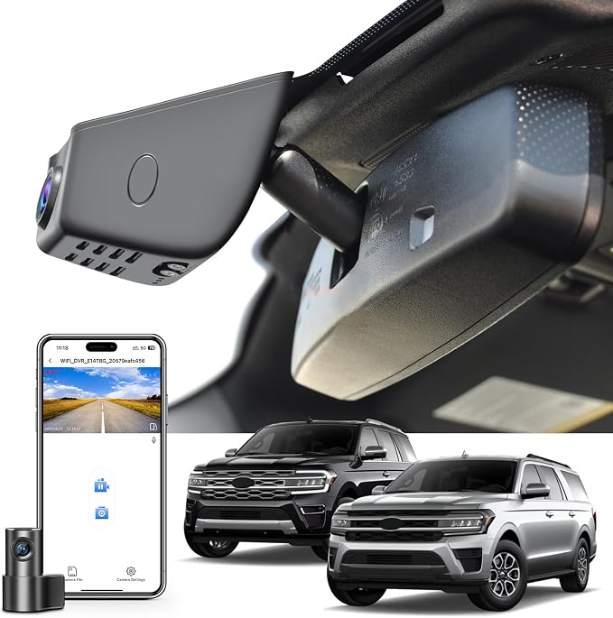 Mangoal Front 4K & Rear 1080p Dash Cam Custom fit for Ford Expedtion/Expedtion MAX 2018-2026, XLT Limited Timberline King Ranch Platinum, Integrated OEM Look, UHD 2160P Video, App & WiFi, 128GB Card