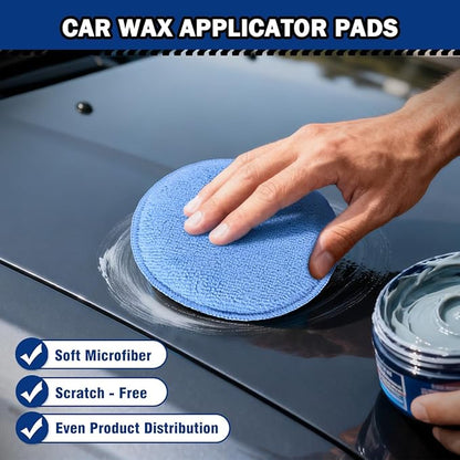 AIDEA Car Wax Applicator Pad, Microfiber Applicator Pad for Buffing & Detail Polishing, 12PK Round Foam Pads for Car Cleaning and Fine Polishing, 5 Inch