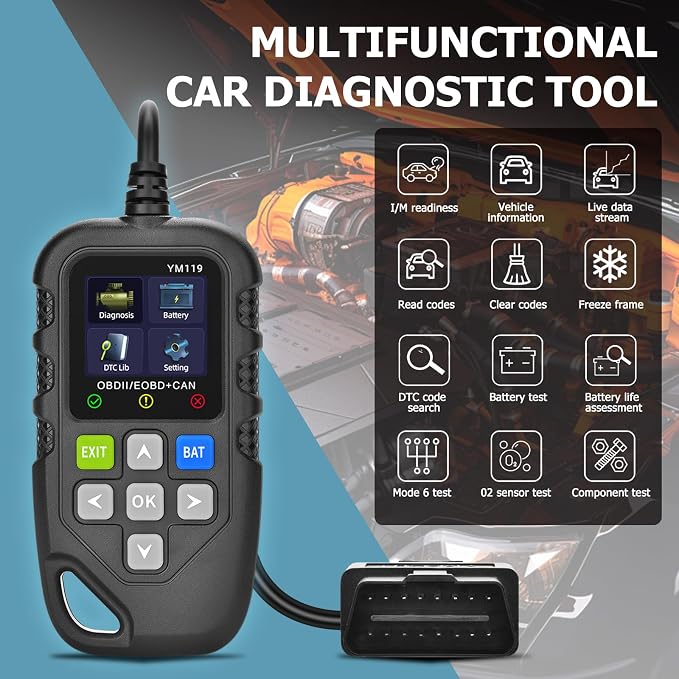 Universal OBD II Scanner Diagnostic Tool Car Engine Fault Code Reader CAN Diagnostic Scan Tool, Read and Clear Error Codes for 1996 Cars