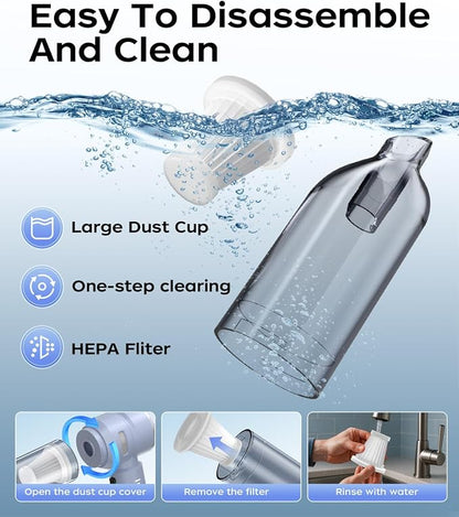 VNOST Car Vacuum,3 Suction Modes,Portable Mini Cordless Cleaner with 50000pa Suction Power,Type-C Charge,Handheld Vacuum for Home,Car,Birthday Gifts for Men Dad Husband (Blue)
