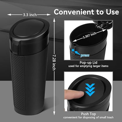 Car Trash Can Bin with Lid - 2 Packs Mini Car Garbage Can Cup Holder-Black Small Leakproof Vehicle Trash Garbage Can Bin-Automotive Car Organizers and Storage for Back Seat SUV Truck Accessories