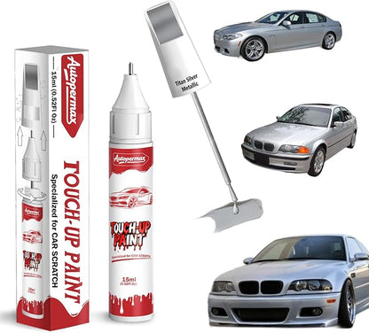 354 Titan Silver Metallic Car Touch Up Paint for BMW, Color Accurate Two-In-One Car Paint Scratch Repair Pen, Professional Scratch Remover for Vehicles Chips and Nicks Scuff