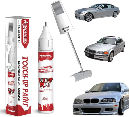 354 Titan Silver Metallic Car Touch Up Paint for BMW, Color Accurate Two-In-One Car Paint Scratch Repair Pen, Professional Scratch Remover for Vehicles Chips and Nicks Scuff