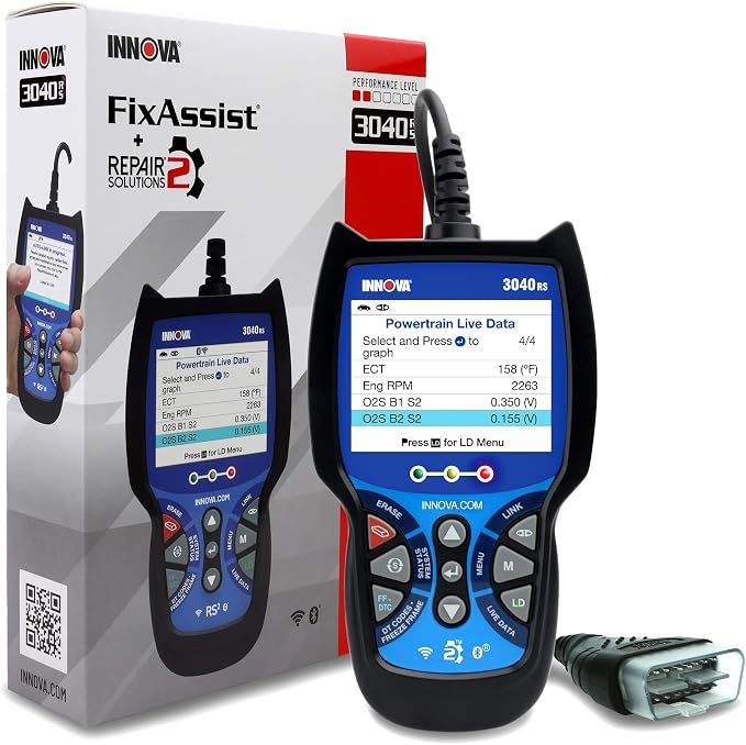 INNOVA 3040RS, OBD2 Scanner, Live Data Streamer, Battery/Alt Tester, Reset Check Engine Light/Brake Light/Oil Light, Free Mechanic Recommended Fix & Parts & Est Repair Cost, Free Updates