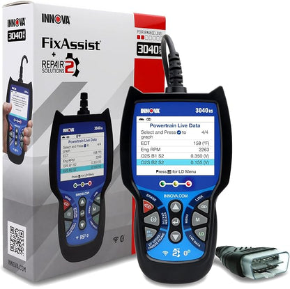 INNOVA 3040RS, OBD2 Scanner, Live Data Streamer, Battery/Alt Tester, Reset Check Engine Light/Brake Light/Oil Light, Free Mechanic Recommended Fix & Parts & Est Repair Cost, Free Updates