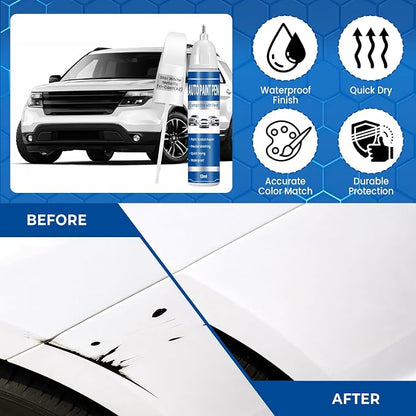 Star White Metallic Tri-Coat (AZ) Touch Up Paint for Cars, Compatible with Ford F-150/Explorer/Edge, 2-in-1 Car Scratch Repair Pen, Color Accurate, Quick Dry, Long-Lasting