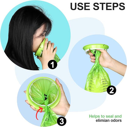 YGDZ Vomit Bags Disposable, 15 Pack Vomit Bags, 1000ml Barf Bags, Emesis Bags Disposable, Portable Throw Up Bags, Puke Bags for Car & Aircraft, Travel Motion Sickness, Taxi, for Kids, Adults, Green
