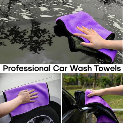 Hovom 3PCS Car Microfiber Towels, 23.62"×11.81" Lint-Free Microfiber Towels for Cars Wash Drying, Super Absorbent Cleaning Cloths, Reusable Washing & Detailing Towel, Car Cleaning Supplies (Purple)