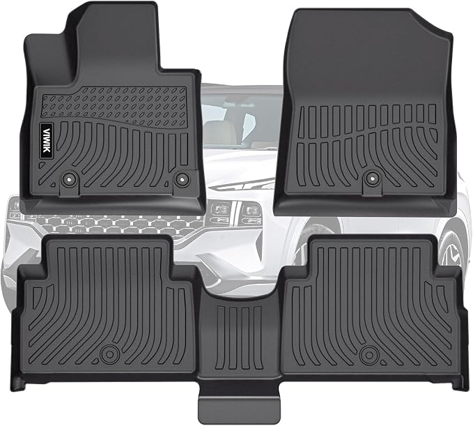 VIWIK Floor Mats for Hyundai Santa FE (Only Hybrid) 2021-2023, Car Mats All Weather Protection Custom Floor Liners Full Set Include 1st and 2nd Row Front & Rear Black Car Liners