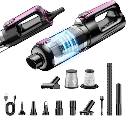 MONOZEL Cordless Handheld Vacuum Cleaner, 18000Pa 2 in 1 Car Vacuum Cleaner&Air Duster, 130W Brushless Motor with 7800mAh Battery, LED Light and Multi-Nozzles, Portable for Car, Home, Office, Pet