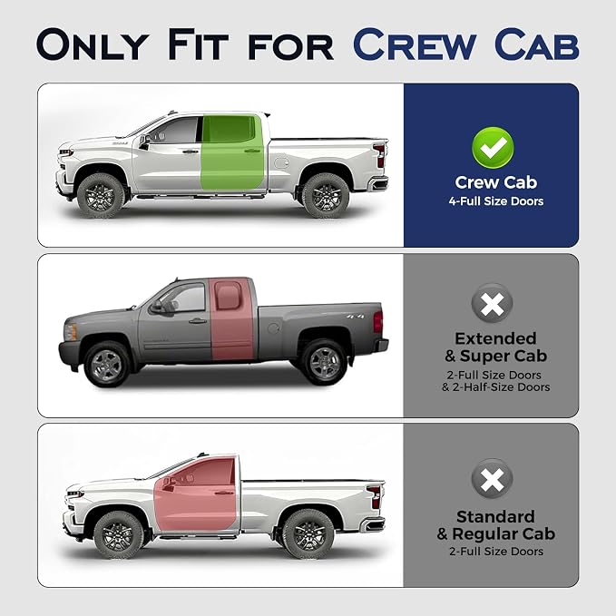 CreekT® for Chevy Silverado for GMC Sierra Floor Mats 2019-2025 2026 (Crew Cab Only, Fit with Rear Under-Seat Storage), All Weather Floor Mats for 1500/2500HD/3500HD Denali Bucket Seating Accessories